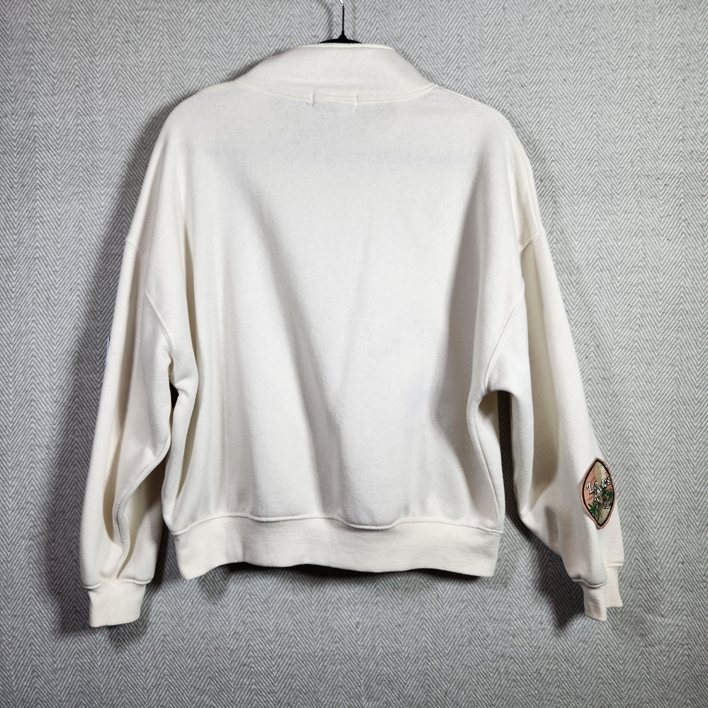 Vinyl Icons Cream Womens S Half Zip Sweatshirt With Decrotive Patches - Picture 3 of 12